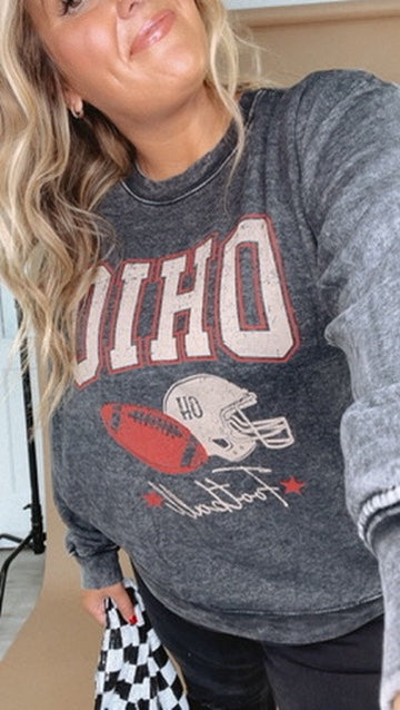 Ohio Football Mineral Washed Sweatshirt, Black
