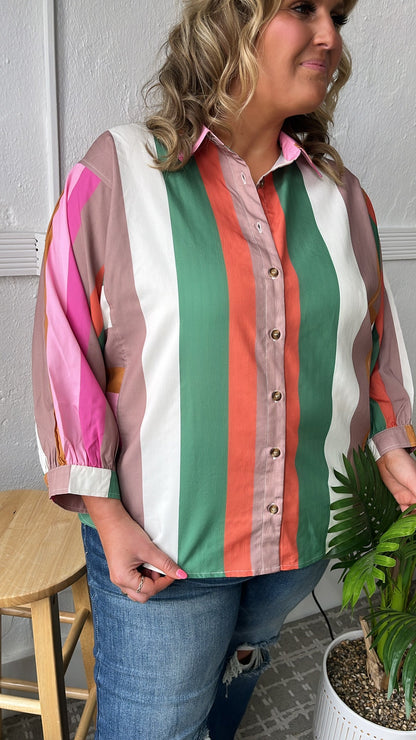 All Retro Multi Color Striped Top