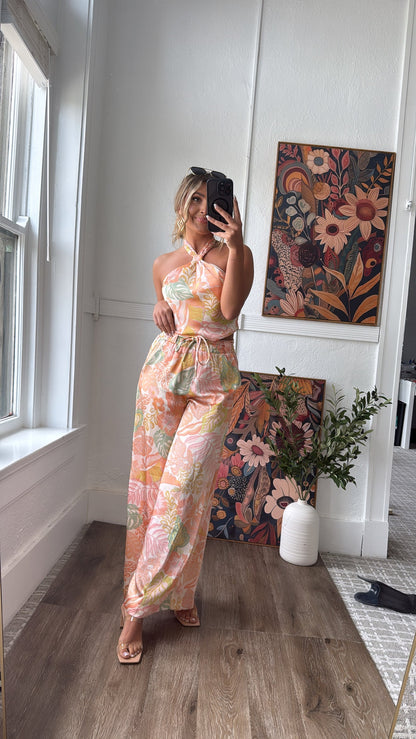 Isla Bloom Haltered Two Piece Set, Apricot Multi