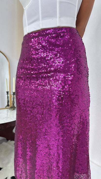 More Of Glam Sequin Skirt, Magenta