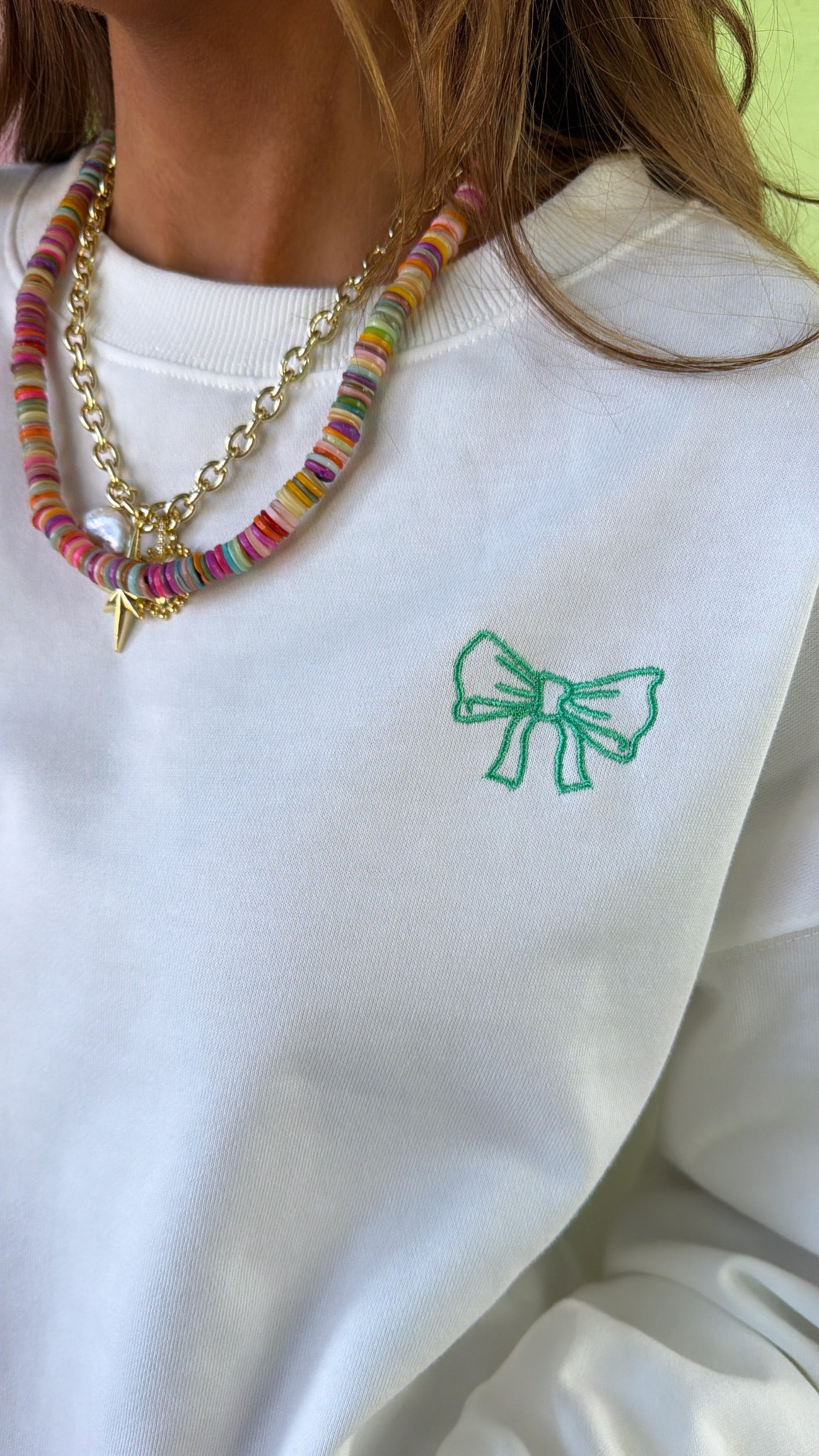 Lucky Charm Embroidered Top, Off White