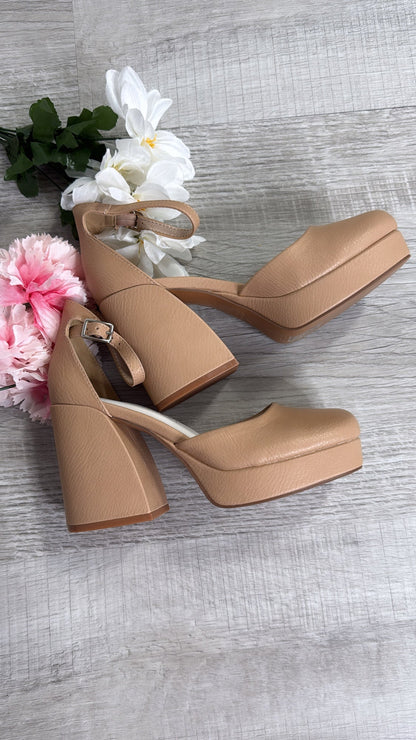 Delilah Chunky Platform Mary Jane Heel, Nude