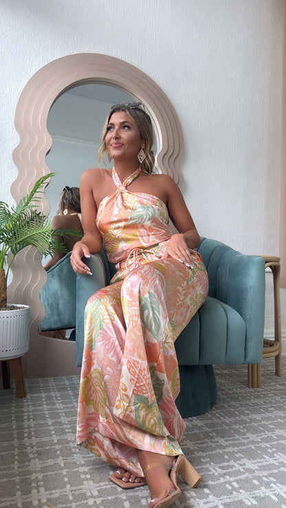 Isla Bloom Haltered Two Piece Set, Apricot Multi