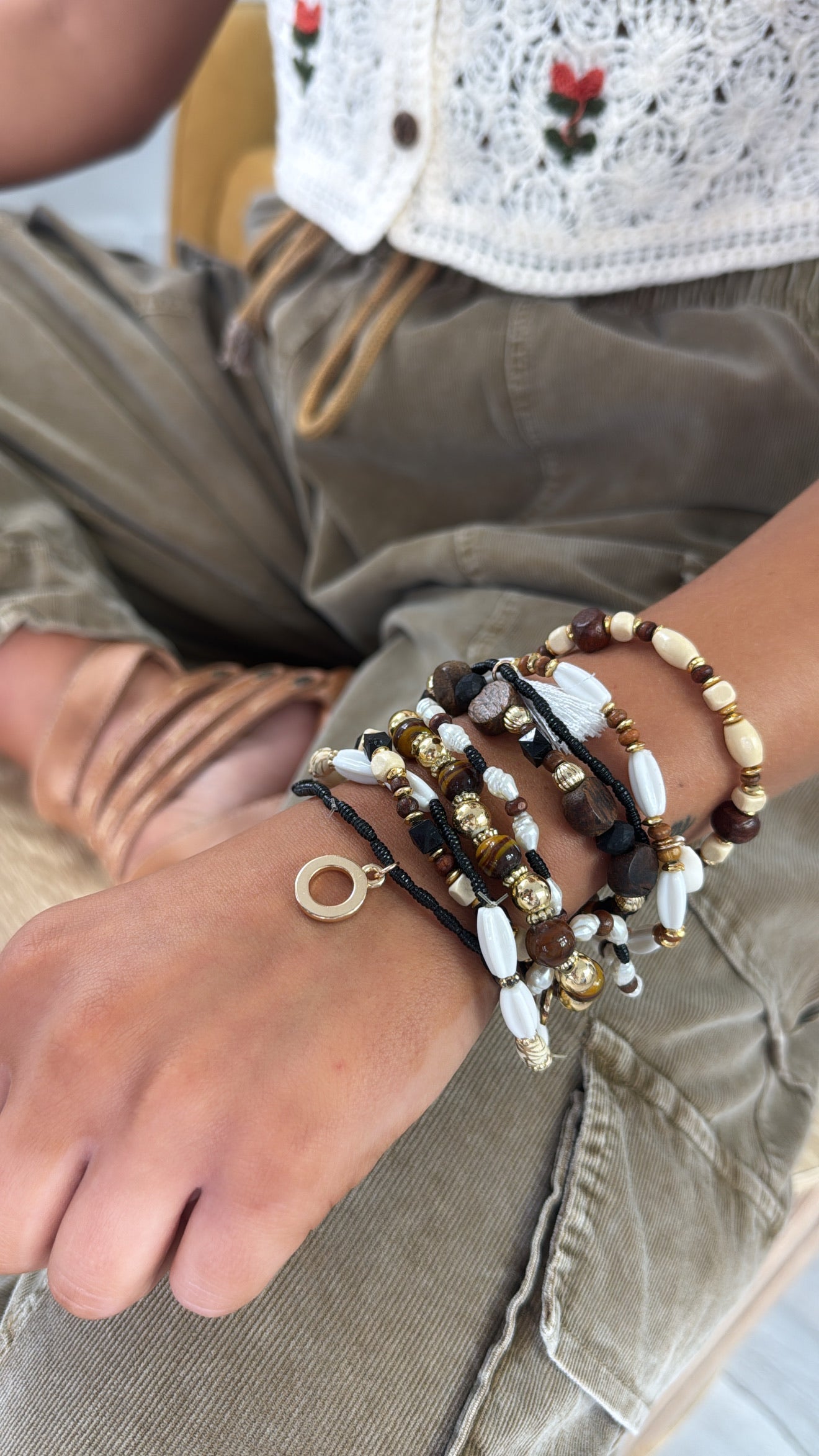 Midnight Tide Bracelet Stack, Brown Multi
