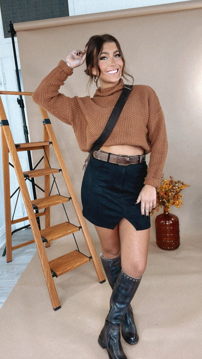Isn't She Lovely Suede Mini Skirt, Black