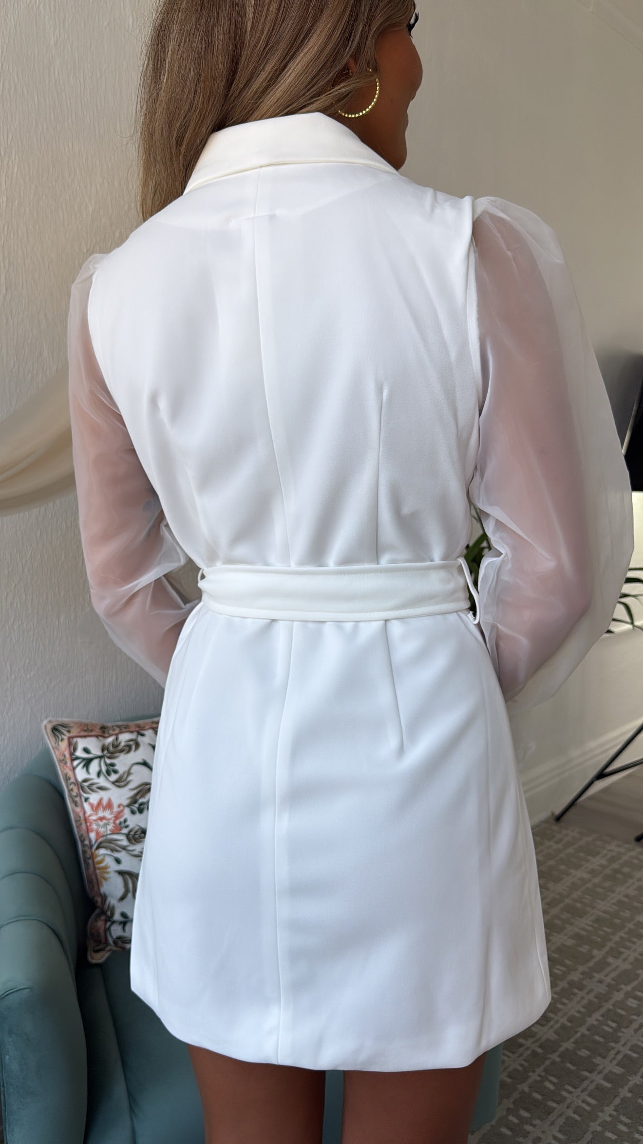 Let's Meet Up Blazer Dress, White