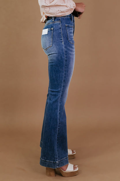 Beau Bell Bottom Trouser, Medium Wash RISEN