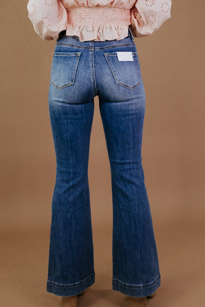 Beau Bell Bottom Trouser, Medium Wash RISEN
