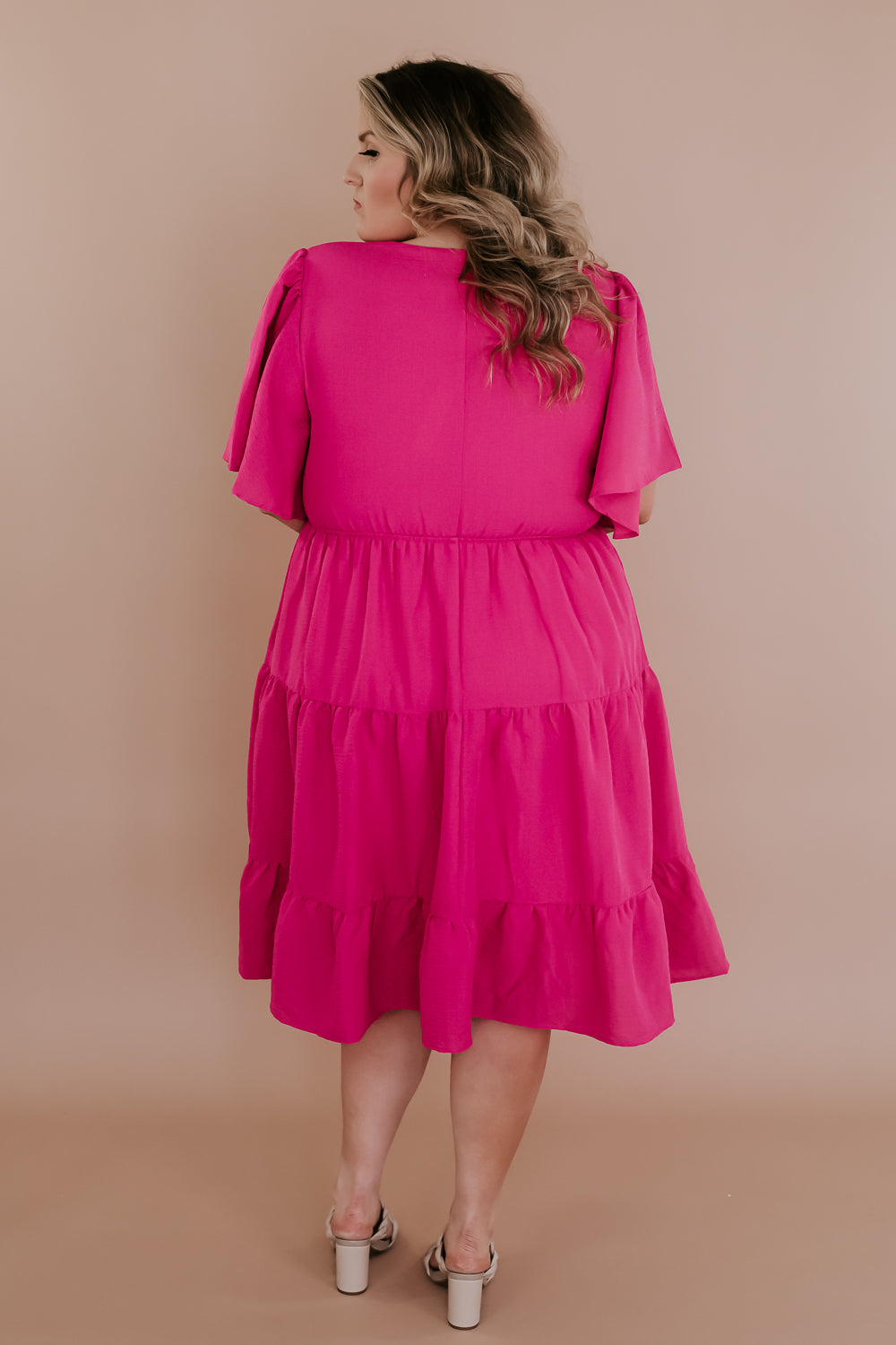Better Days Ahead Flutter Sleeve Dress, Pink