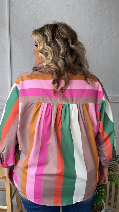 All Retro Multi Color Striped Top