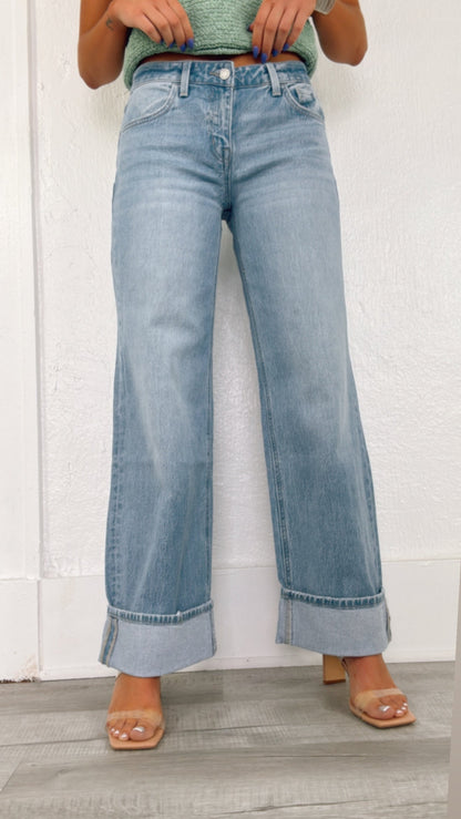 Leo Lower Rise Wide Leg Denim Jean, VERVET