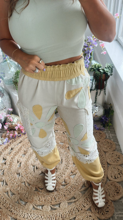 Floral Patchwork Jogger, Yellow