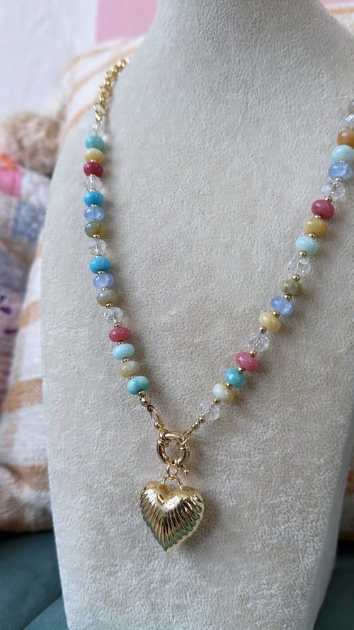 Multi Puff Heart Necklace