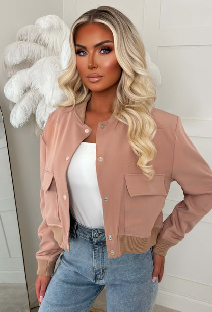 Essential Icon Pink Cropped Bomber Jacket