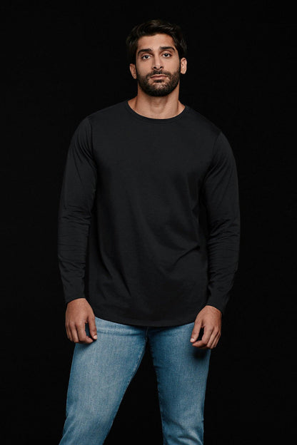 Long Sleeve Curved Hem T-Shirt