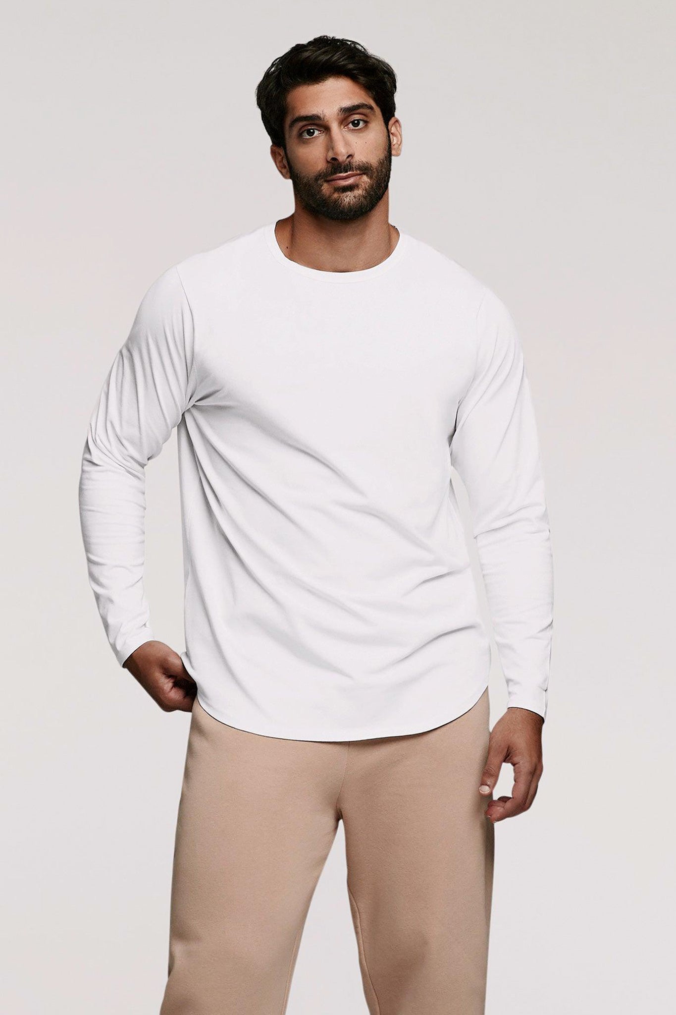Long Sleeve Curved Hem T-Shirt