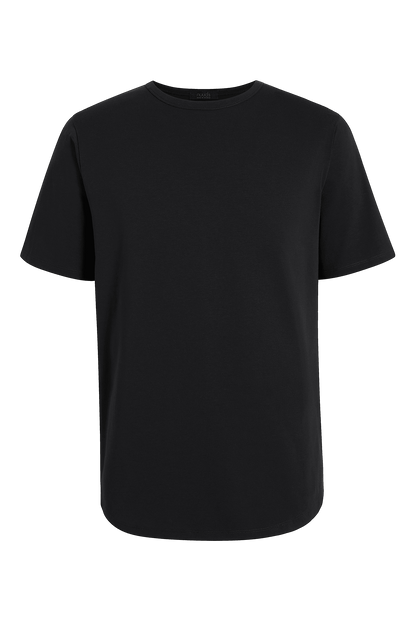 Short Sleeve Curved Hem T-Shirt | Black