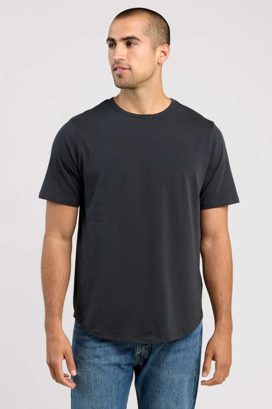 Short Sleeve Curved Hem T-Shirt | Black
