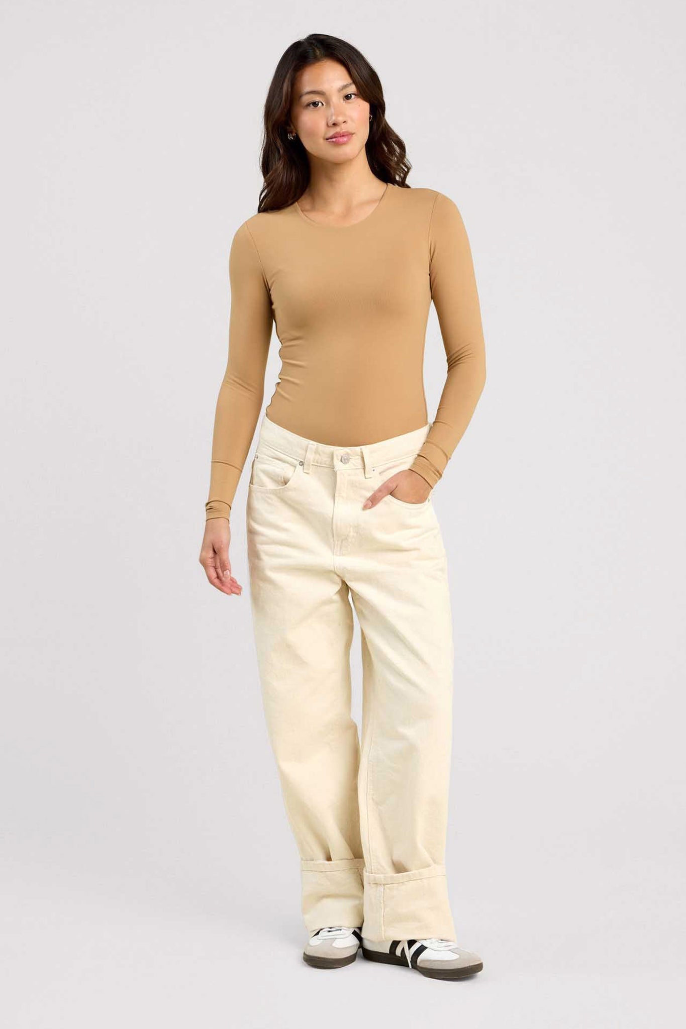 Long Sleeve Crewneck Bodysuit | Cinnamon