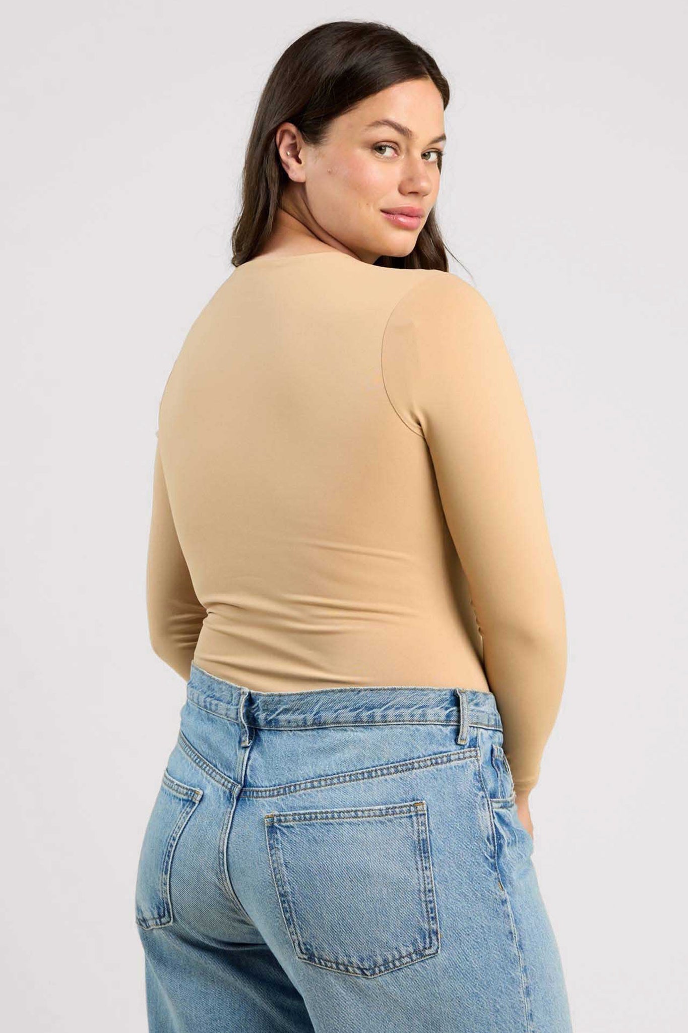 Long Sleeve Crewneck Bodysuit | Oat