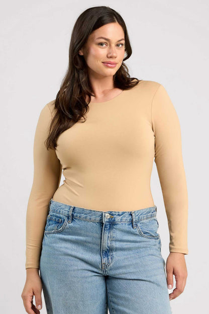 Long Sleeve Crewneck Bodysuit | Oat