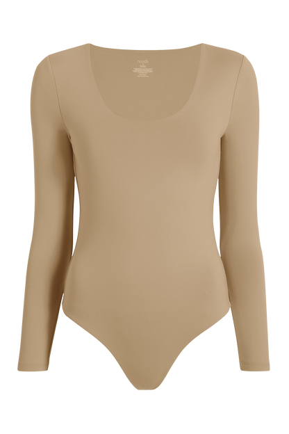 Long Sleeve Scoop Neck Bodysuit | Oat
