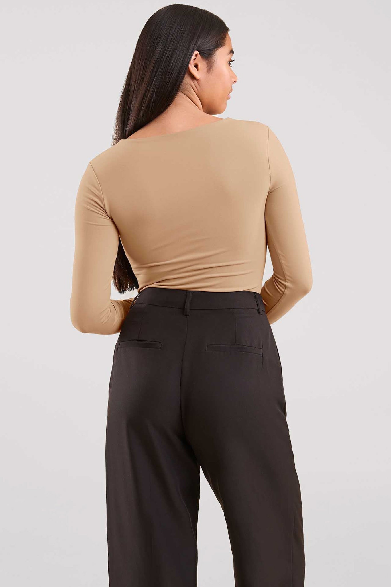 Long Sleeve Scoop Neck Bodysuit | Oat