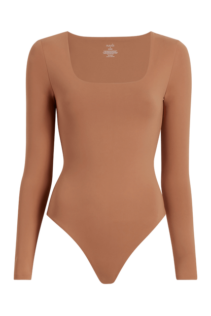 Long Sleeve Square Neck Bodysuit | Clay