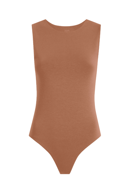 Cotton Stretch Classic Crewneck Tank Bodysuit | Clay