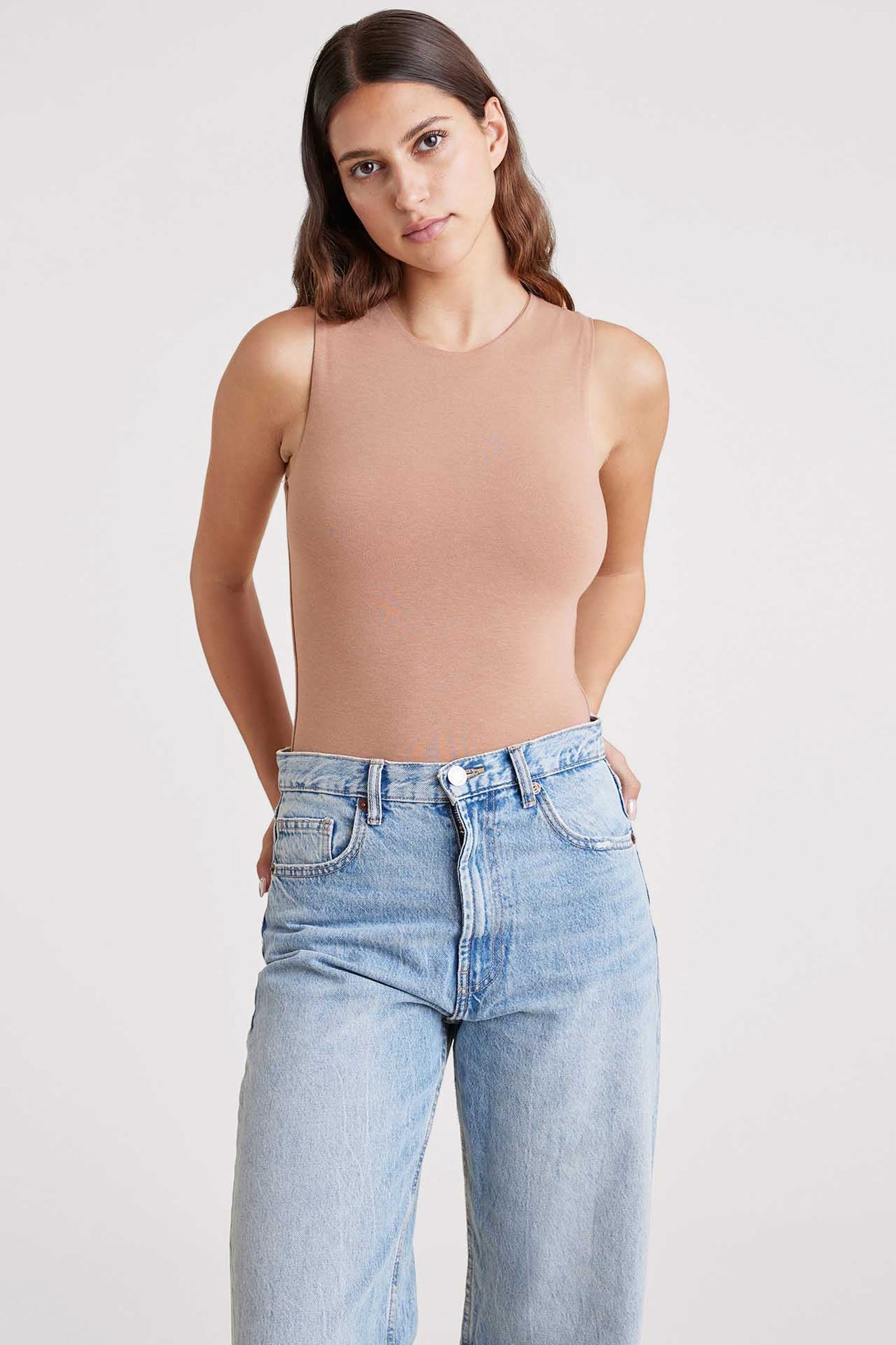 Cotton Stretch Classic Crewneck Tank Bodysuit