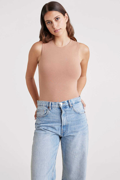 Cotton Stretch Classic Crewneck Tank Bodysuit