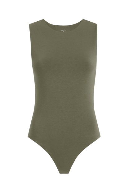 Cotton Stretch Classic Crewneck Tank Bodysuit | Olive