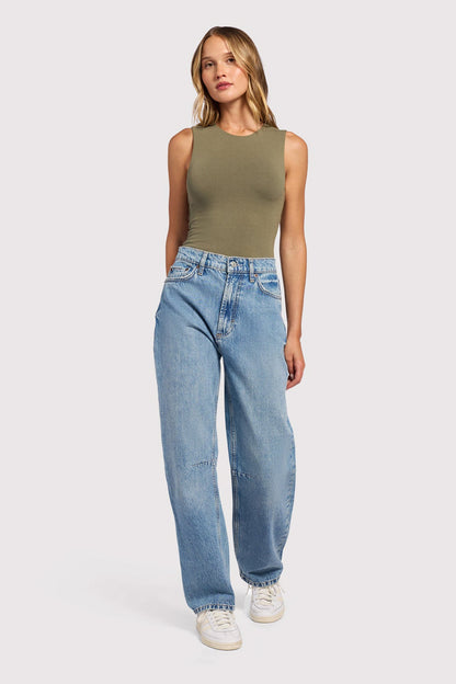 Cotton Stretch Classic Crewneck Tank Bodysuit | Olive