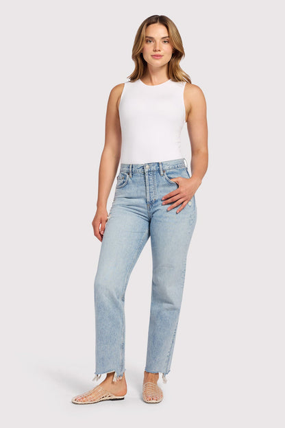 Cotton Stretch Classic Crewneck Tank Bodysuit | White