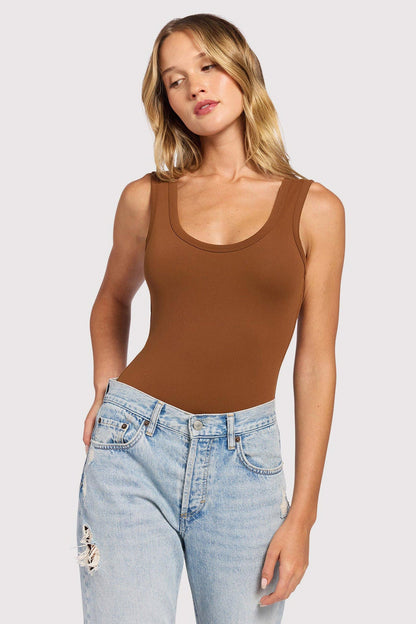 Seamless Scoop Tank Bodysuit | Chocolate