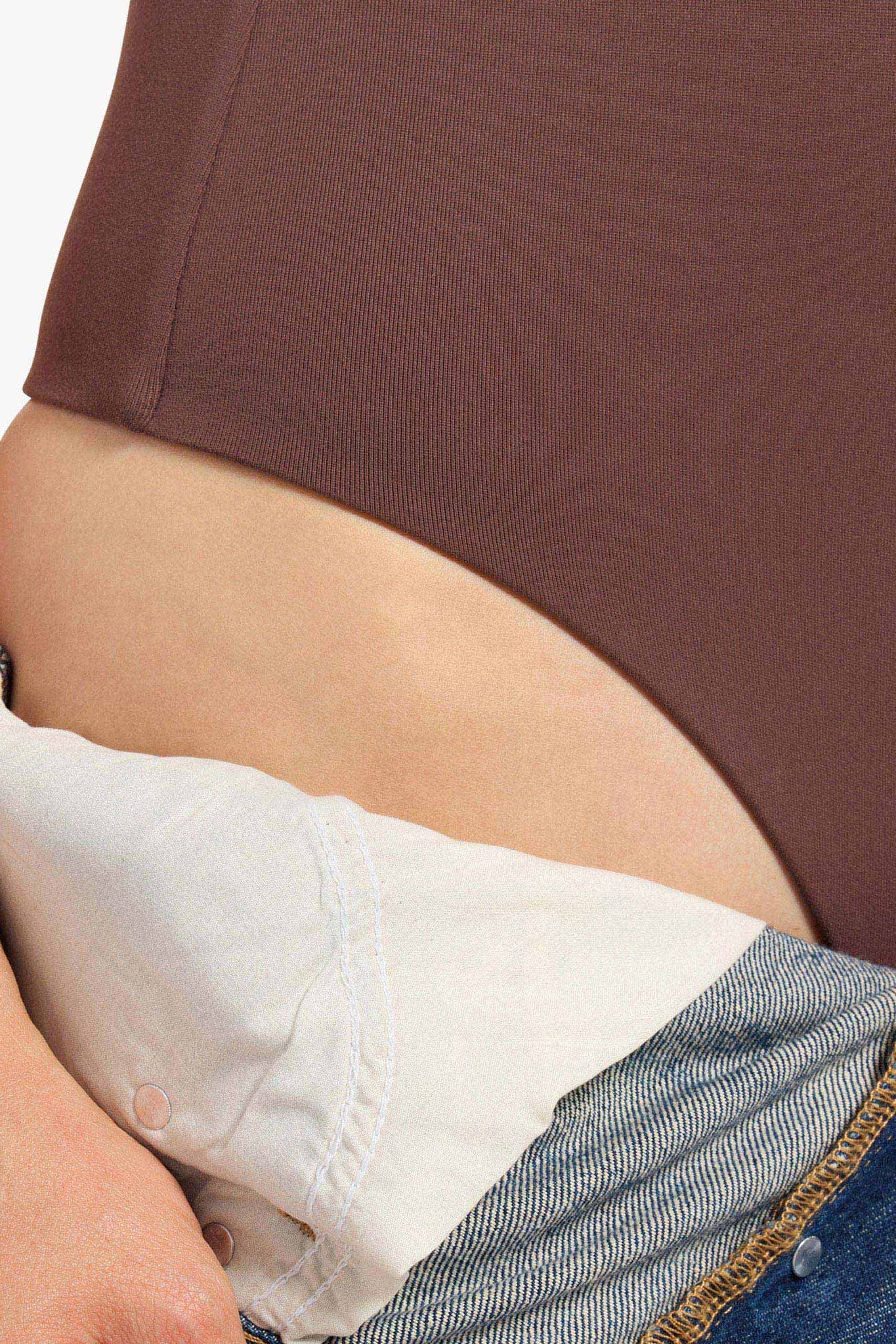 Seamless Scoop Tank Bodysuit | Coffee