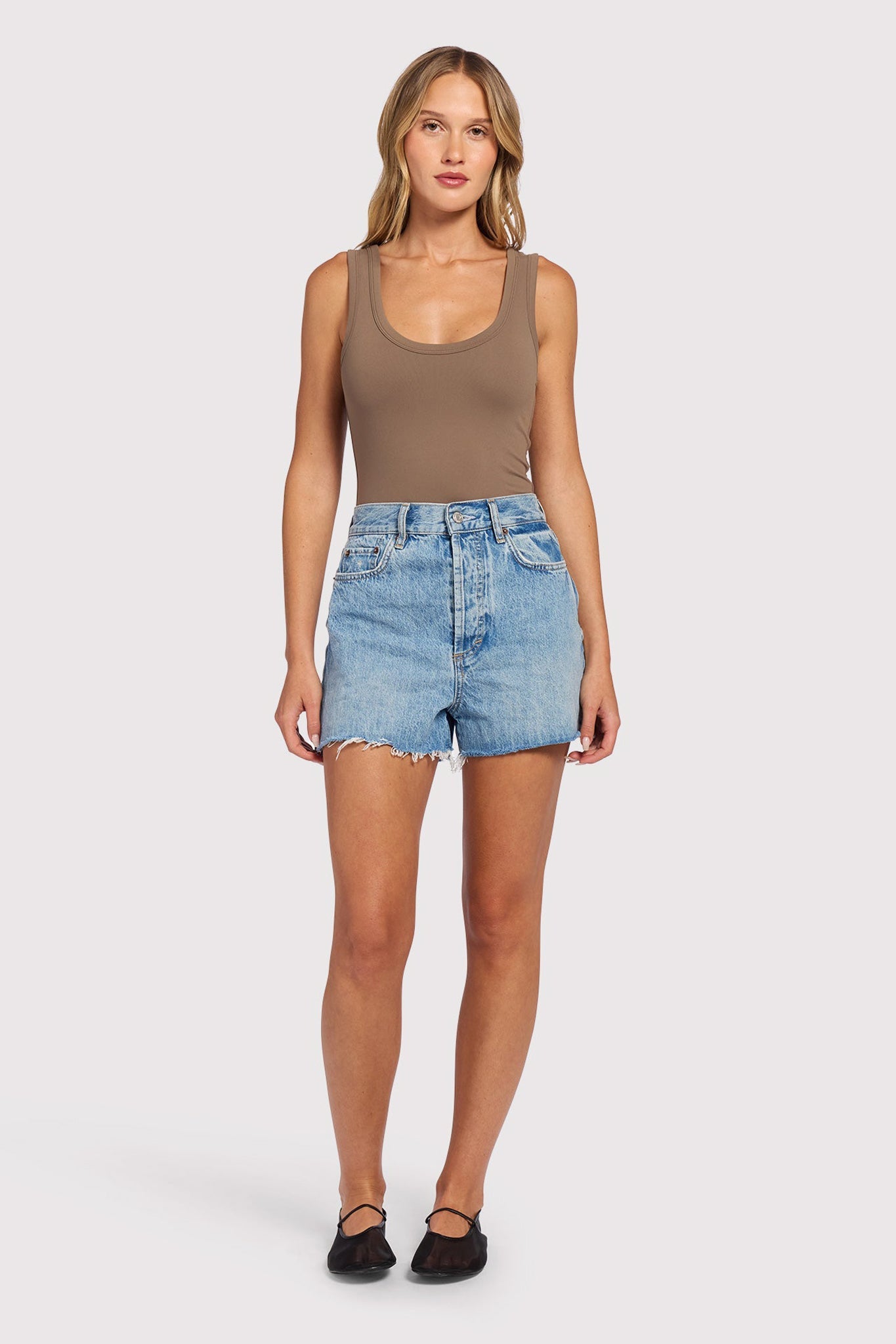 Seamless Scoop Tank Bodysuit | Mocha