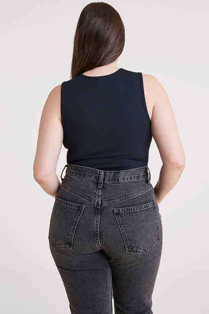 Ribbed Crewneck Tank Bodysuit | Black