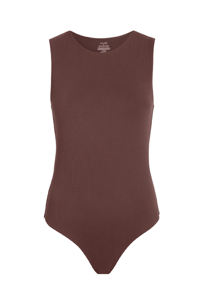 Ribbed Crewneck Tank Bodysuit | Coffee