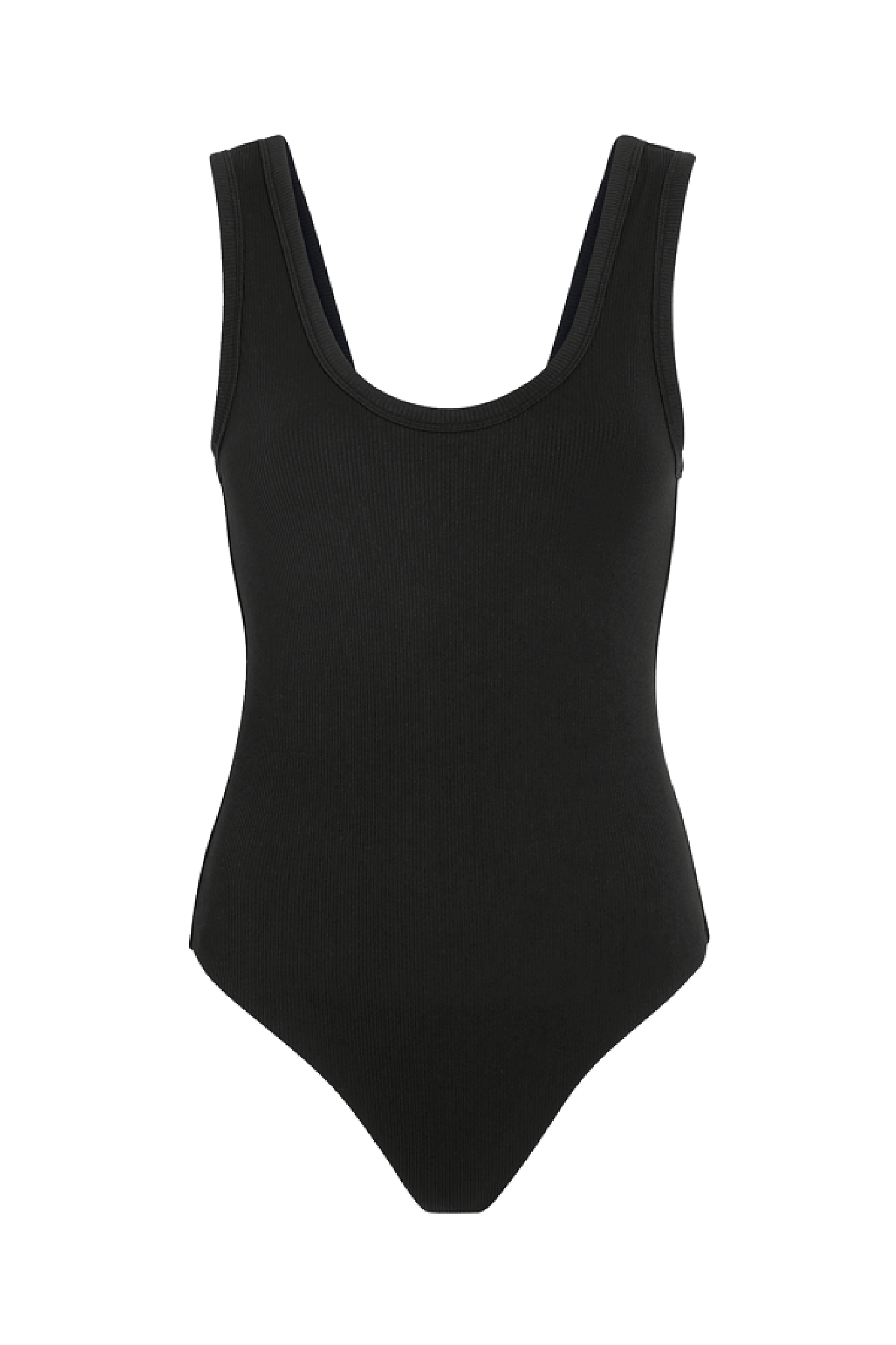Ribbed Scoop Tank Bodysuit | Black