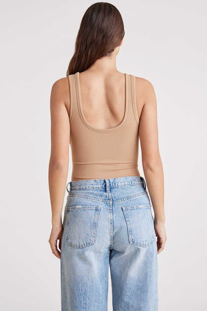 Ribbed Scoop Tank Bodysuit | Cinnamon