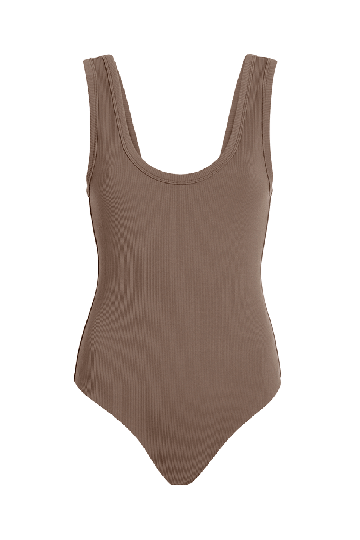 Ribbed Scoop Tank Bodysuit | Mocha