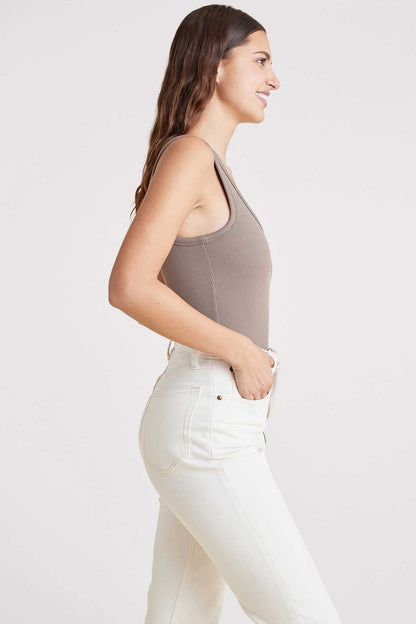 Ribbed Scoop Tank Bodysuit | Mocha