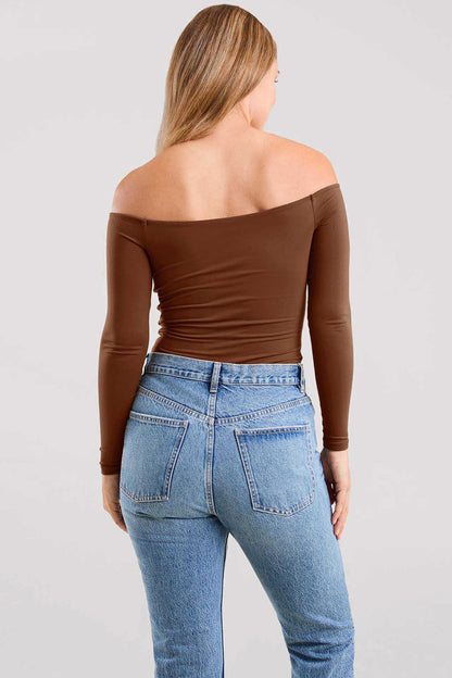 Off The Shoulder Bodysuit | Chocolate