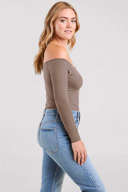 Off The Shoulder Bodysuit | Mocha