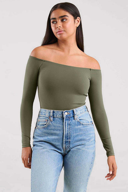 Off The Shoulder Bodysuit | Olive