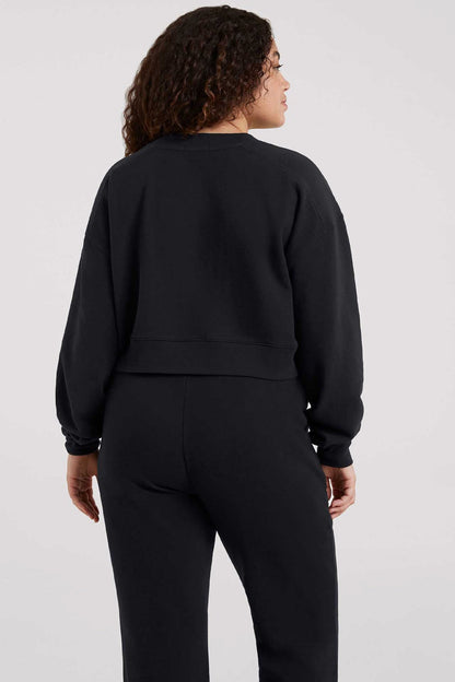 Cropped Crewneck Sweatshirt | Black