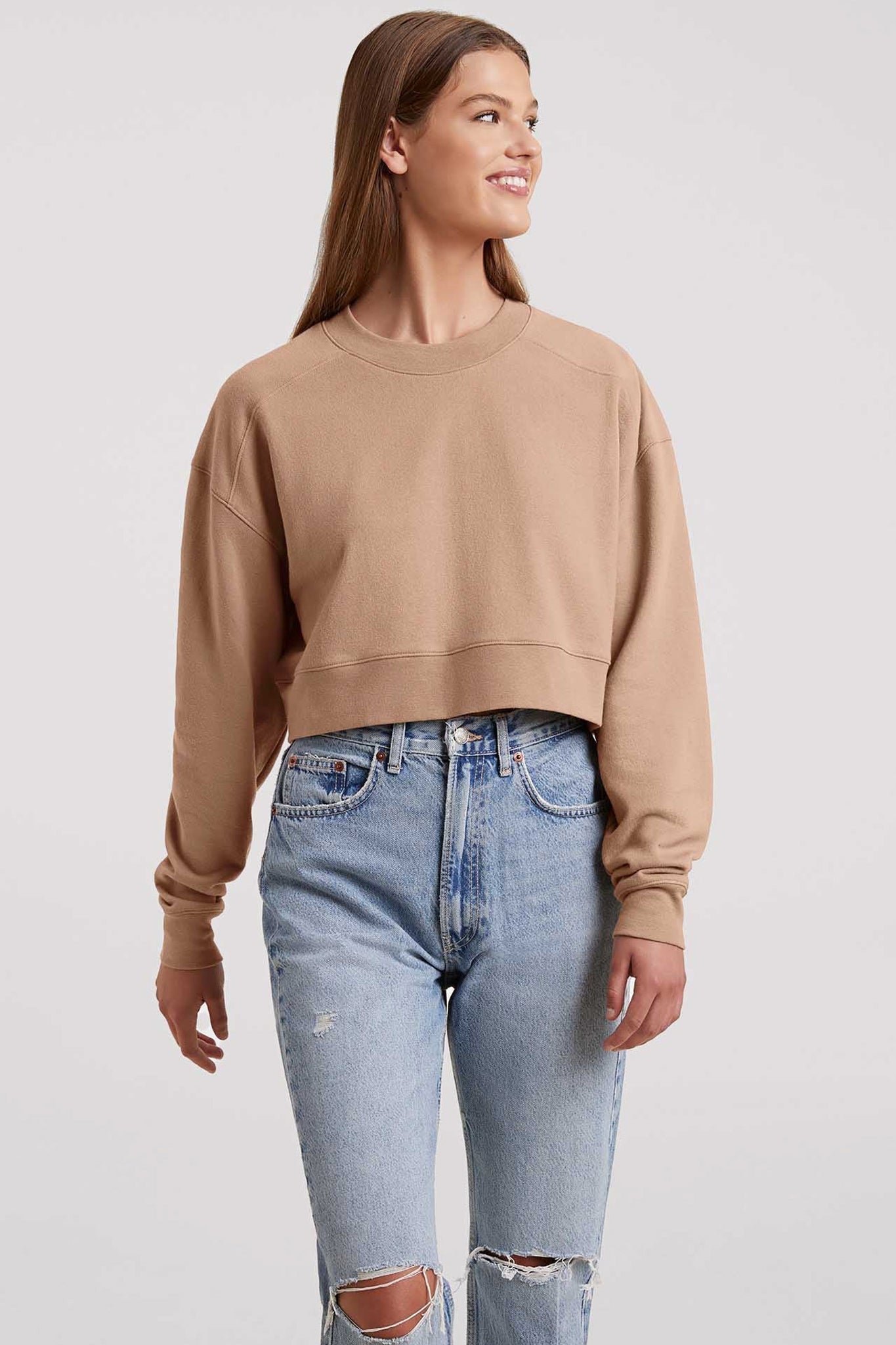 Cropped Crewneck Sweatshirt | Cinnamon