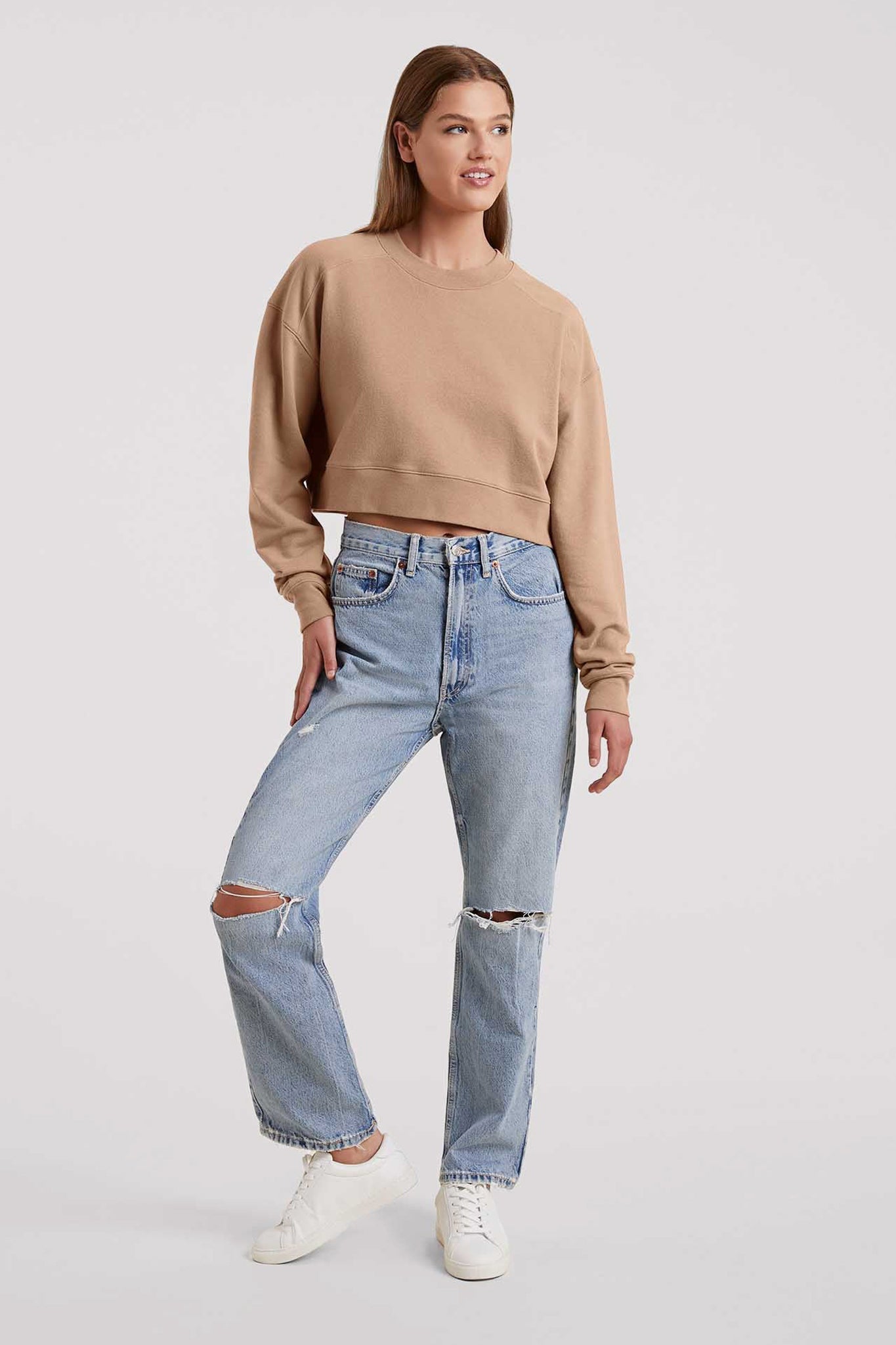 Cropped Crewneck Sweatshirt | Cinnamon