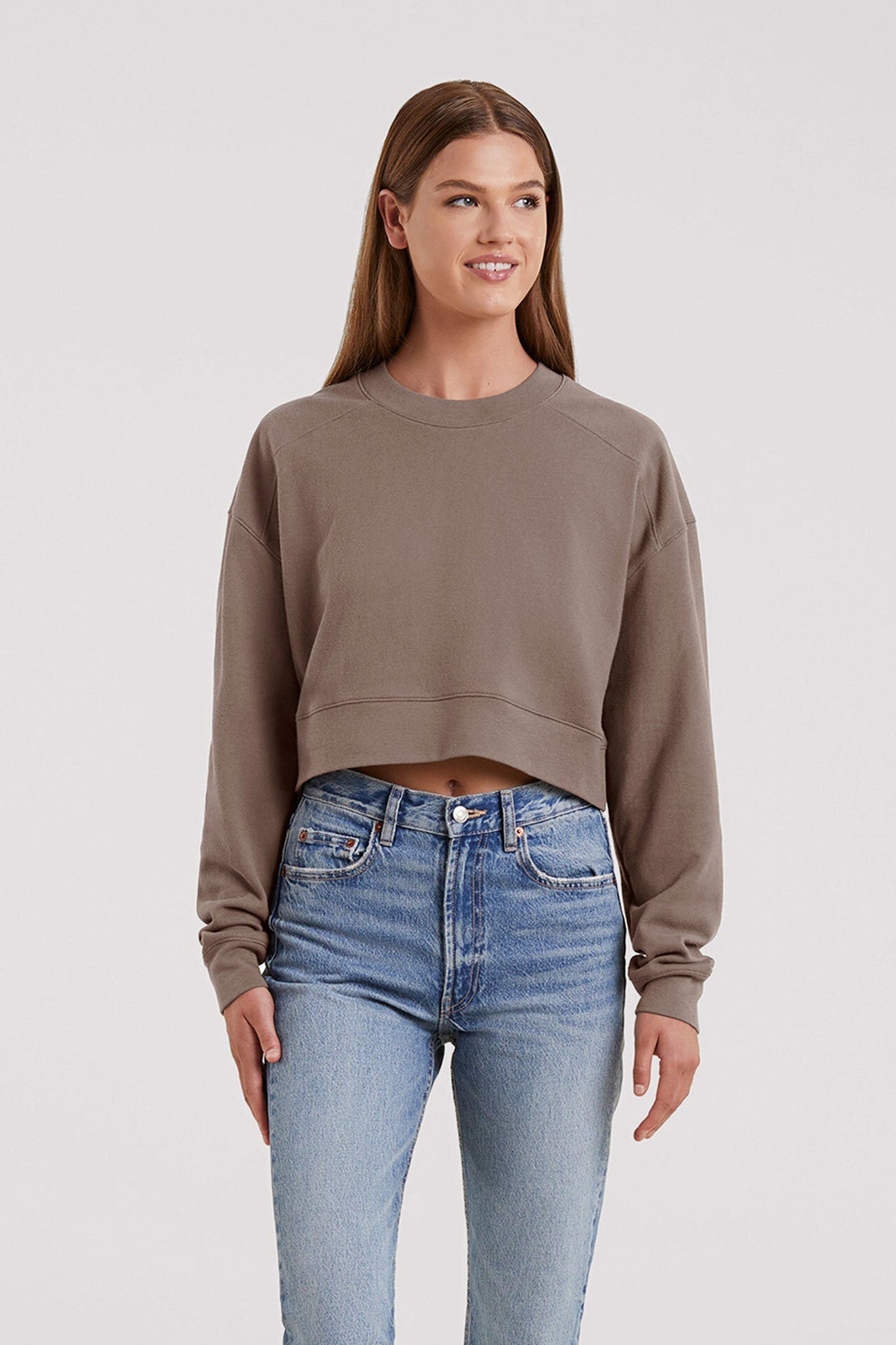 Cropped Crewneck Sweatshirt | Mocha